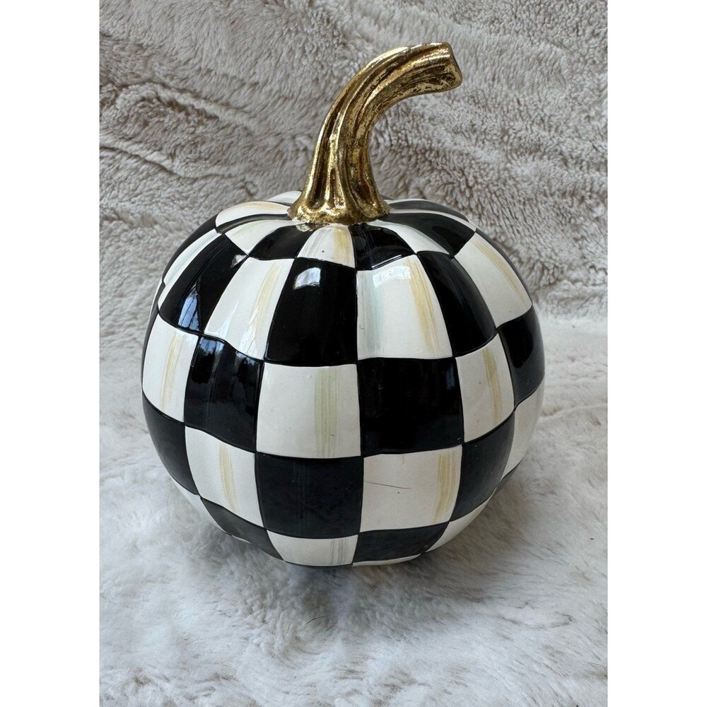 MacKenzie-Childs COURTLY CHECK Mini Glossy PUMPKIN Halloween Fall Thanksgiving